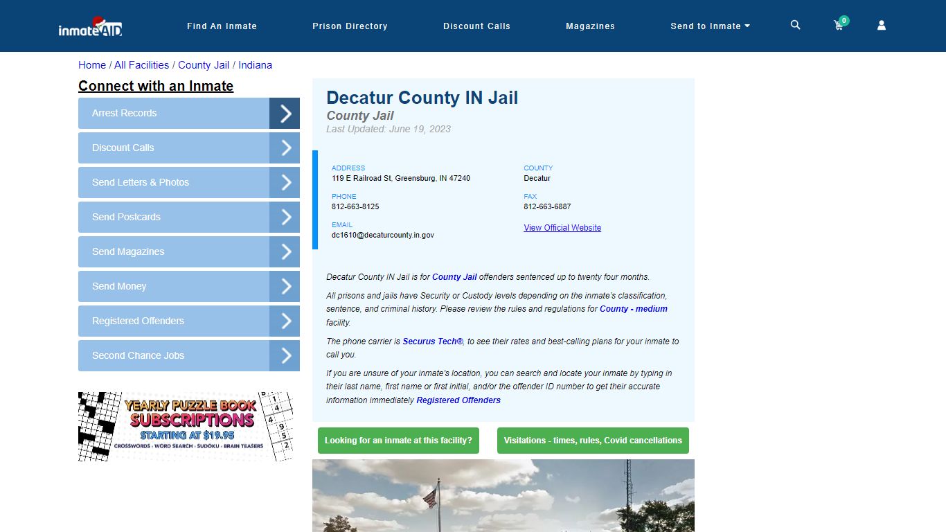 Decatur County IN Jail - Inmate Locator - Greensburg, IN
